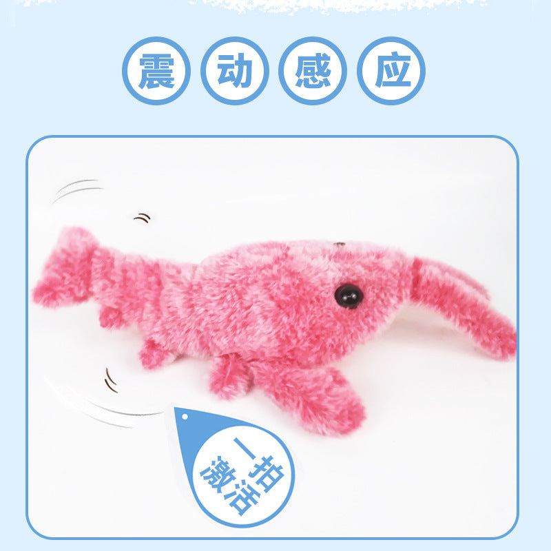 Electric jumping shrimp USB charging simulation lobster funny cat plush toy