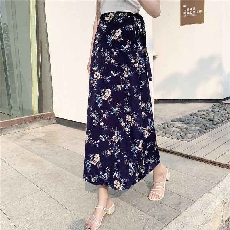 Floral Skirt  Breathable One Piece Lace Up Skirt Wrap Skirt Vacation Mid-Length Loose Beach Skirt Hot