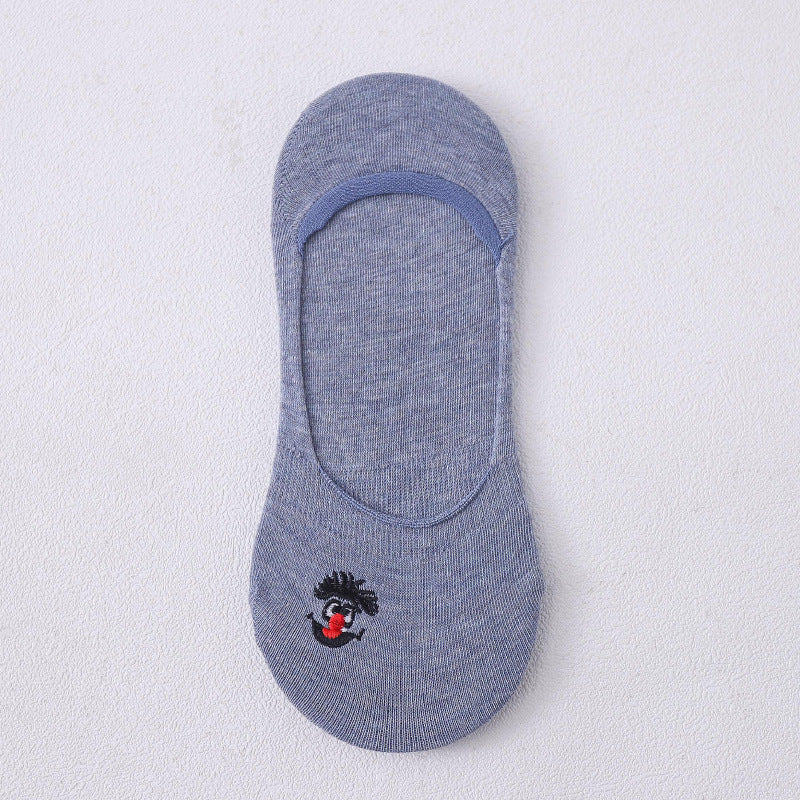 Socks female boat socks thin cute cartoon embroidery silicone non-slip shallow mouth invisible female socks