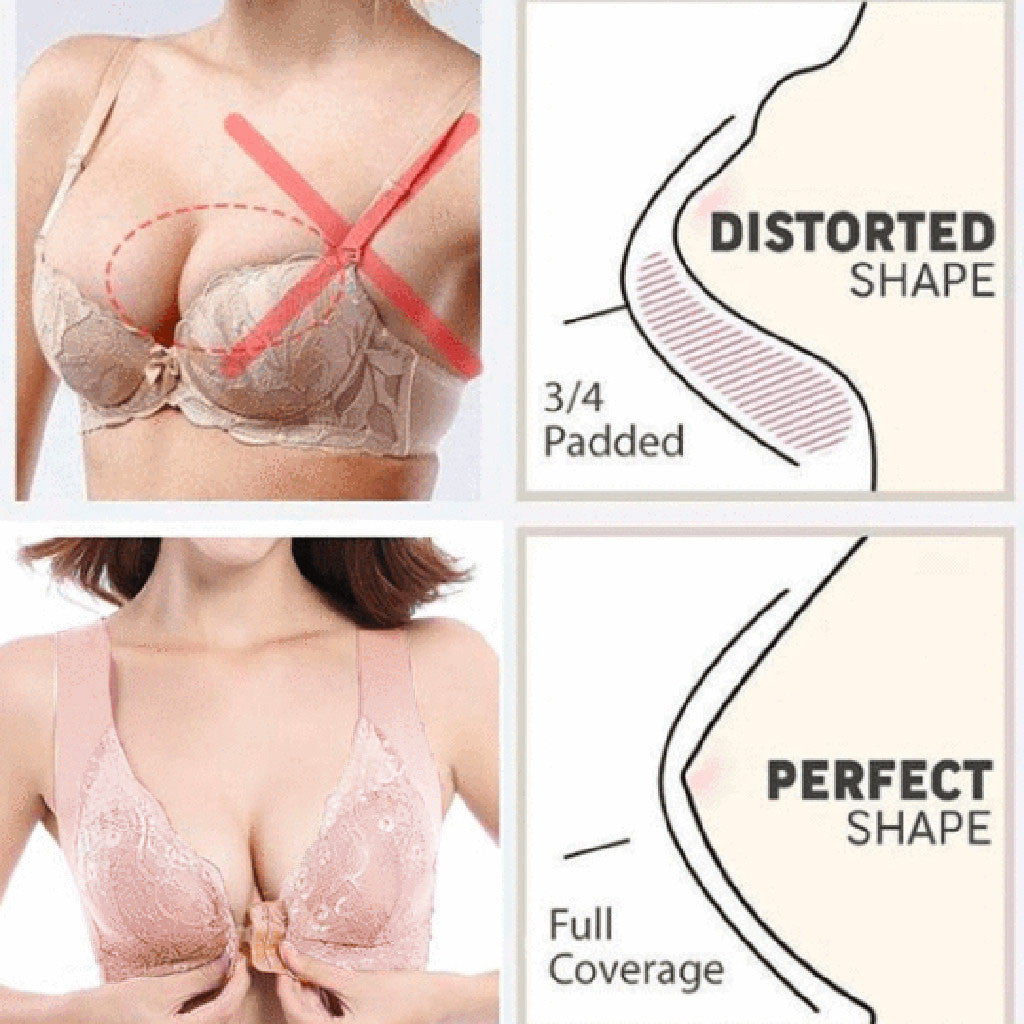 Cross-border large size front button sexy lace bra no steel ring seamless vest beautiful back adjustment ladies underwear