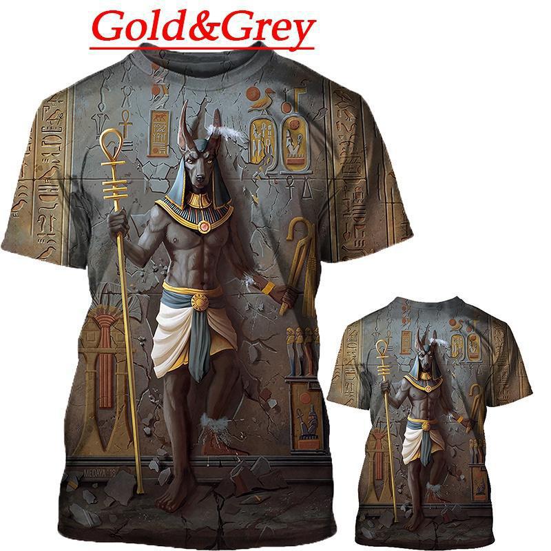 3D digital printing T-shirt Egyptian Pharaoh short-sleeved top men's t-shirt