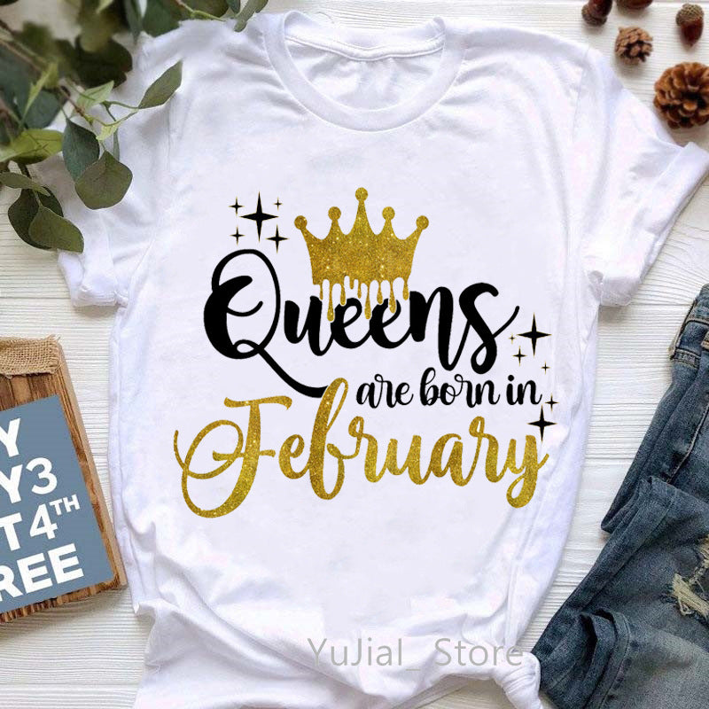 December printing, queen queen, summer women's clothing, Korean version, couple wear blouse, short-sleeved t-shirt