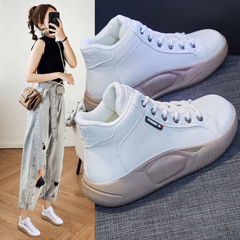 High-top small white shoes big head rocking shoes thick-soled casual sneakers