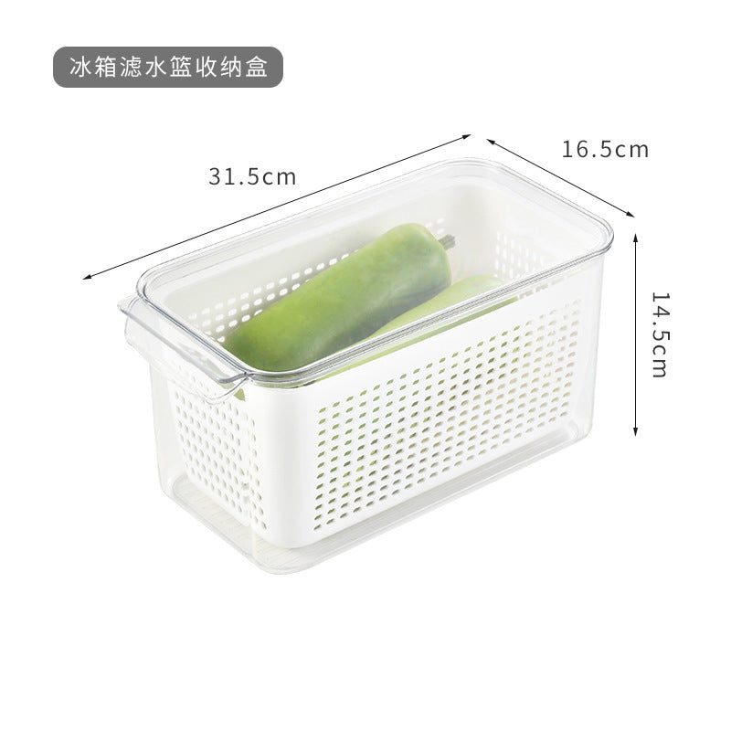 Kitchen Refrigerator Storage Box Eggs, Fruits and Vegetables Fruit Preservation Box Rectangular Food Frozen Drain Large Sealed Box