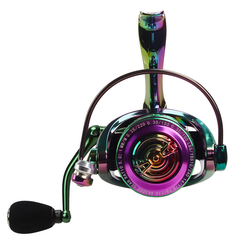 Fishing reel all metal fishing reel colorful spinning wheel no gap cross-border export metal rocker arm Luya round sea fishing reel