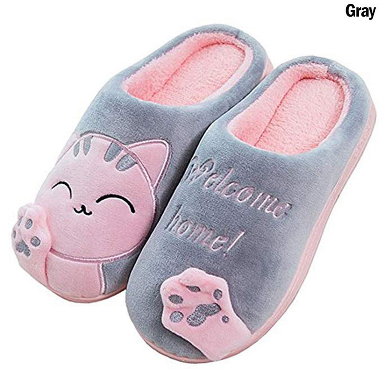 Lucky Cat Cotton Slippers Fashion Home Lovers Men and Women Parent-child Shoes Non-slip Soft Coral Fleece Cotton Shoes