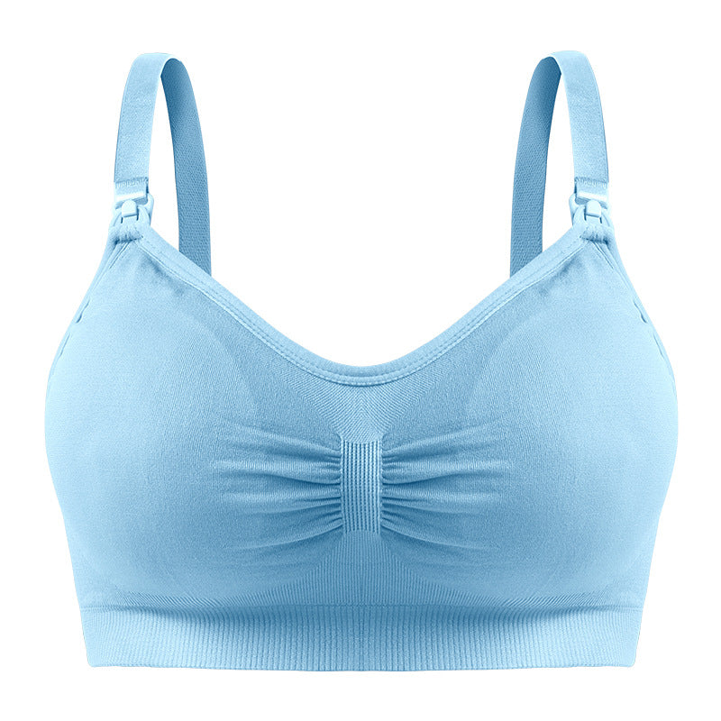 New pregnant women's large size nursing bra without steel ring front opening breastfeeding adjustment type gather seamless bra underwear