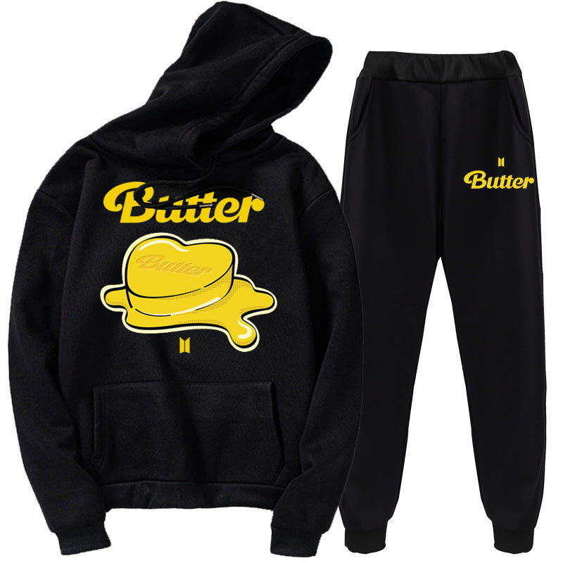 European and American butter letter sweater + sweatpants suit new youth pullover sweater hoodie