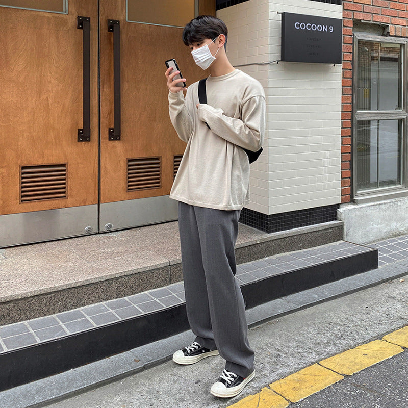 Korean version of the trend of men's casual trousers drape wide-leg suit pants