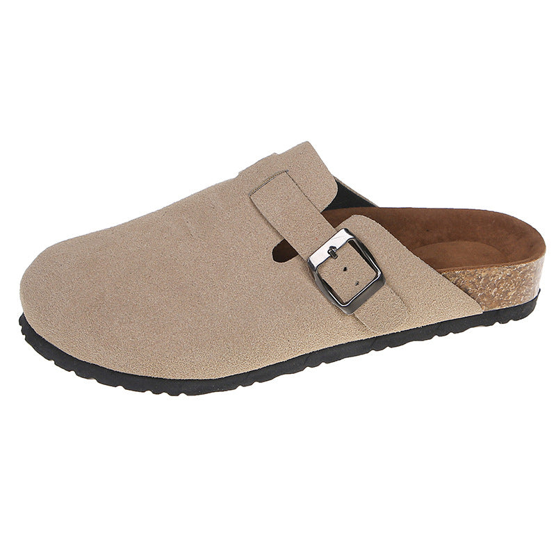 European and American fashion outer wear flat bottom couples flat cork lazy breathable slippers