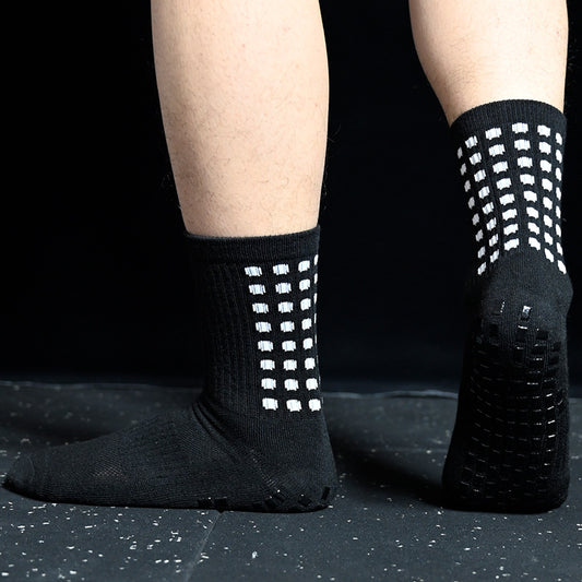 Men's women's long tube rubber bottom socks short non-slip sports short socks