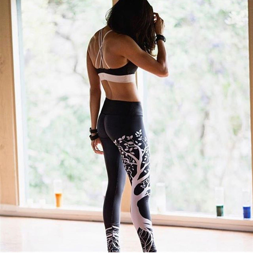 Honeycomb digital printing yoga clothes hip-lifting high-waist sports casual pants quick-drying yoga pants leggings