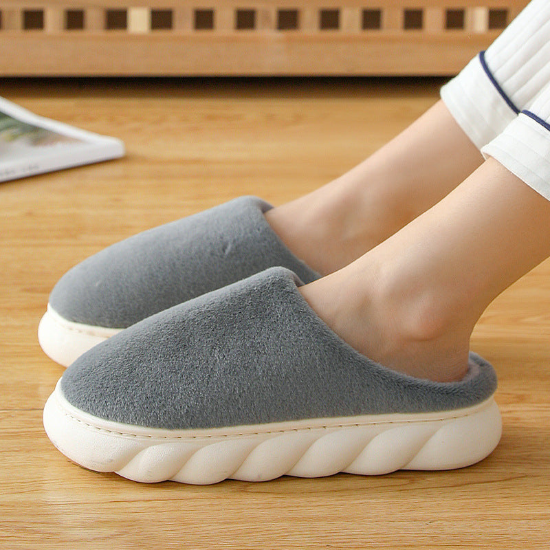 couples indoor home household cotton shoes men thick bottom fur women's slippers