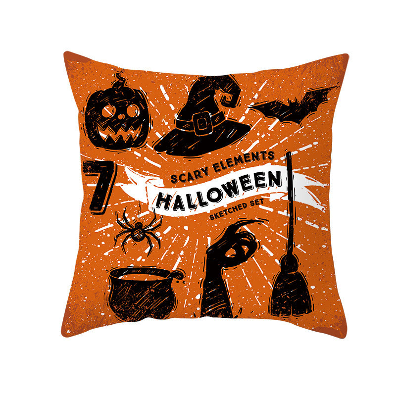 Halloween peach skin pillowcase without core cross-border sofa pillowcase square cushion cover