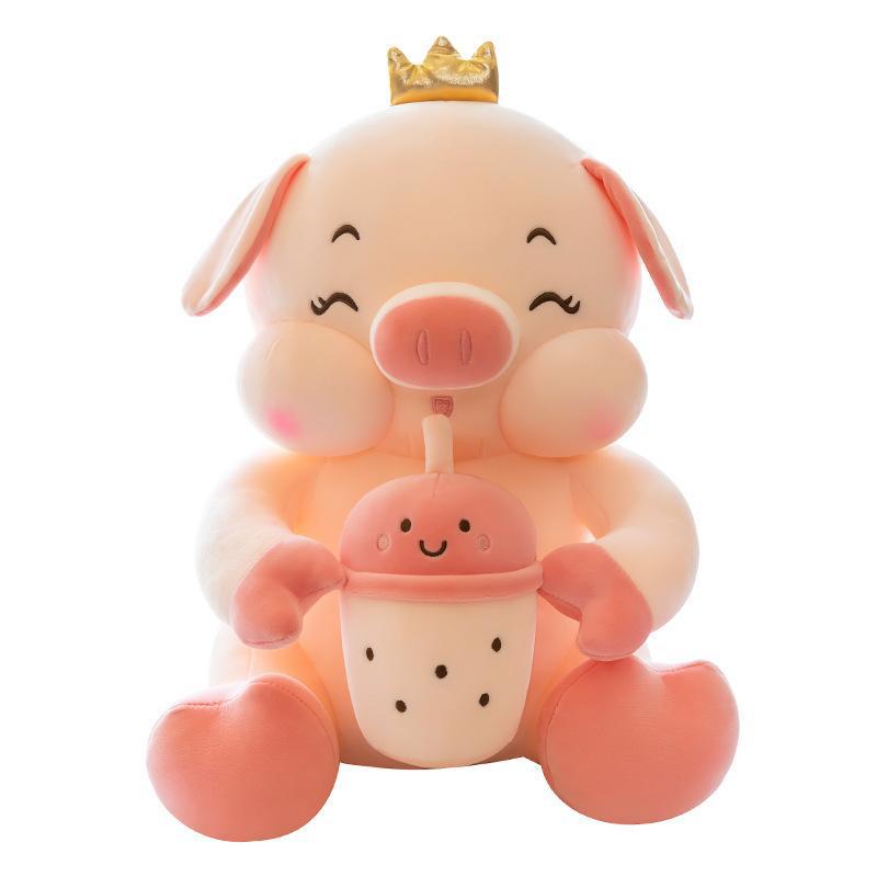 Creative milk tea pig plush toy cute cartoon crown piglet net red same paragraph doll doll birthday gift