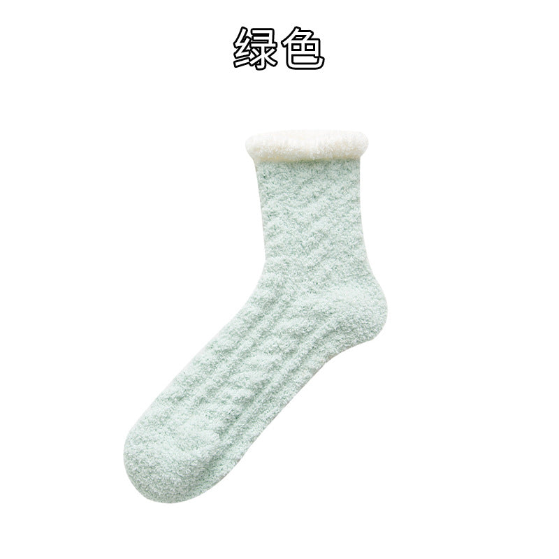 Thickened coral fleece socks cute cartoon tube socks Christmas socks home floor socks