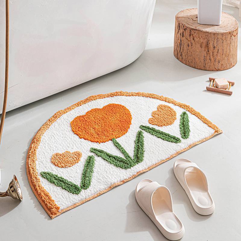 ins simple semicircular absorbent bathroom floor mat, thick non-slip carpet, bathroom toilet toilet door mat