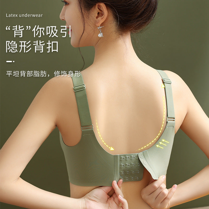 Seamless underwear women's thin summer big breasts show small chest no steel ring bra beauty vest sports large size bra