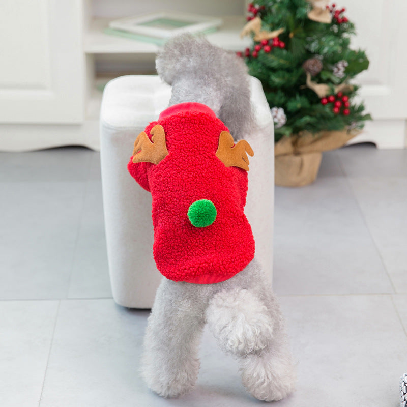 Dog clothes autumn and winter clothes pet clothes new teddy small dog pet clothes winter 21 Christmas tree fleece