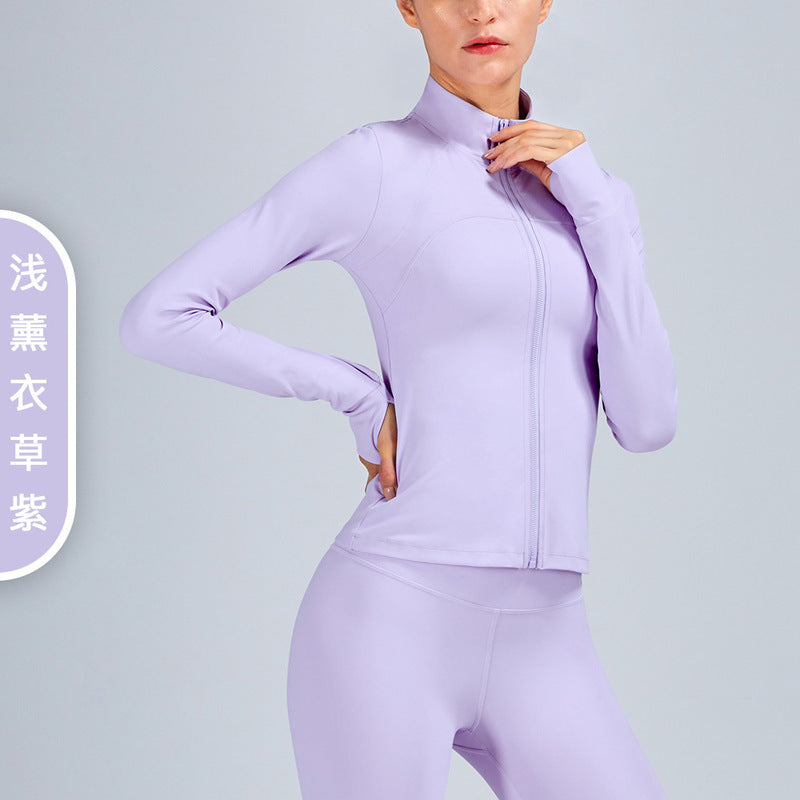 Professional fitness clothing women's tight-fitting quick-drying zipper cardigan yoga clothing long-sleeved jacket running sports shirt