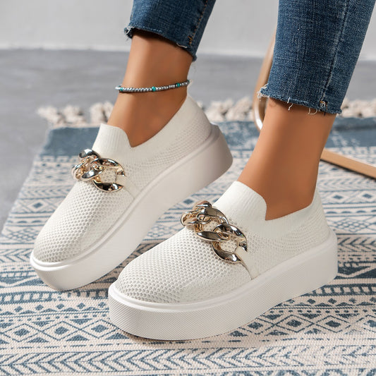 New women's flat sneakers casual shoes mesh surface slip-on shoes