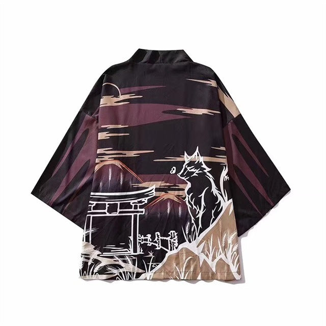 Cross-border digital printing Japanese-style Harajuku men's and women's kimono cloak jacket pajamas