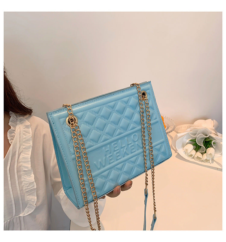 Textured Western-style rhombus large bag all-match chain small square bag