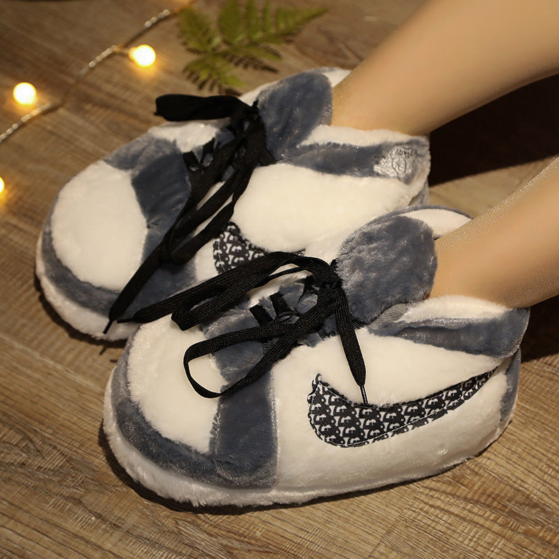 Spoof AJ cotton slippers for men and women winter a cone aj couple plush plush fur shoes wonderful funny coconut big cotton shoes