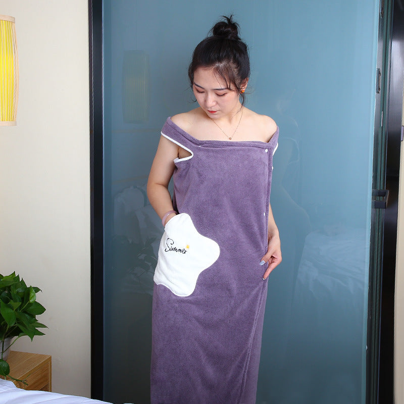 Bath towel household female wearable wrapper towel non-pure cotton bathrobe absorbent, quick-drying, no lint, large bath skirt