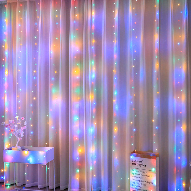 New copper wire light curtain light string USB remote control 3*3 meters icicle light Christmas day light string