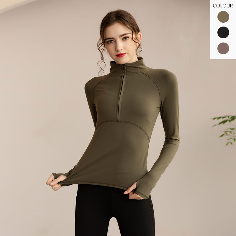 Lulu new long-sleeved yoga clothes jacket cross-border fitness running top jacket half zipper sports blouse