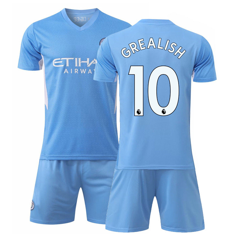 Manchester City home football jersey No. 10 Glalish jersey Blue Moon football jersey suit children's sportswear