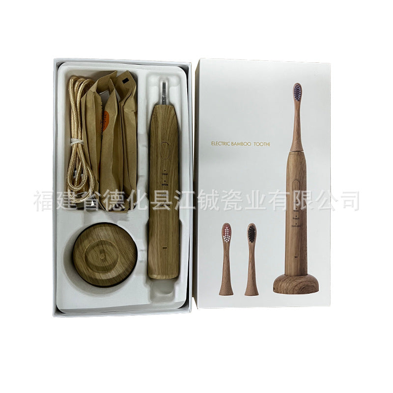 Bamboo Electric Toothbrush Set Smart Sonic 4 Gear Mode Replaceable brush head