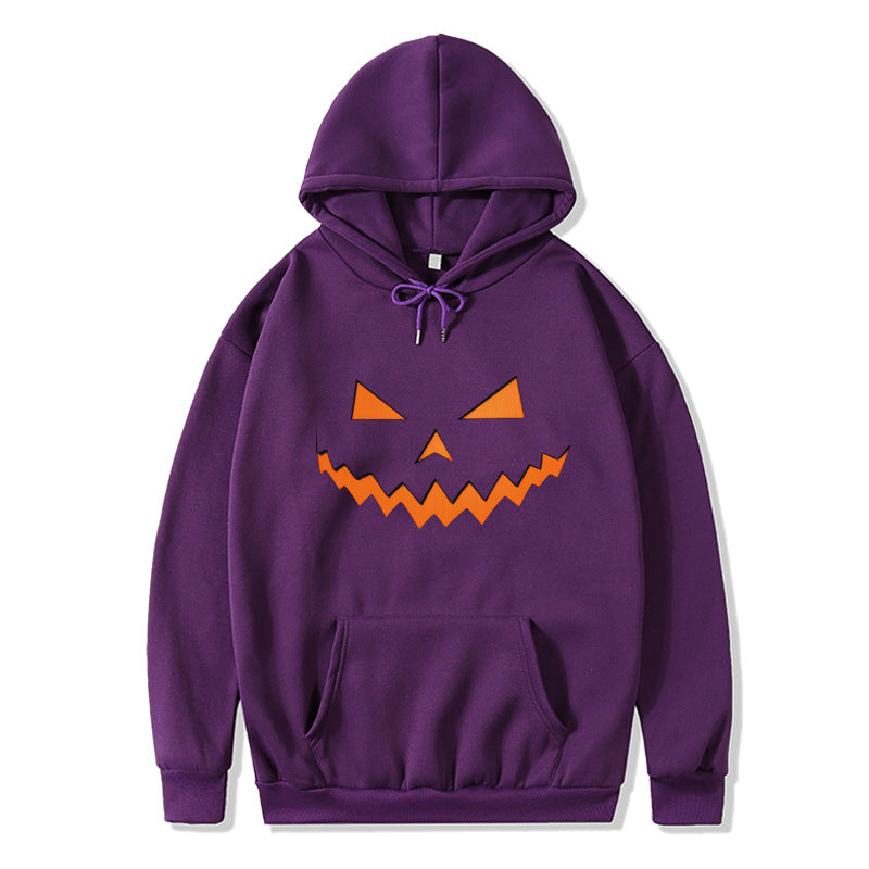 New pumpkin monster expression hoodie couple Halloween sweater long-sleeved loose casual jacket