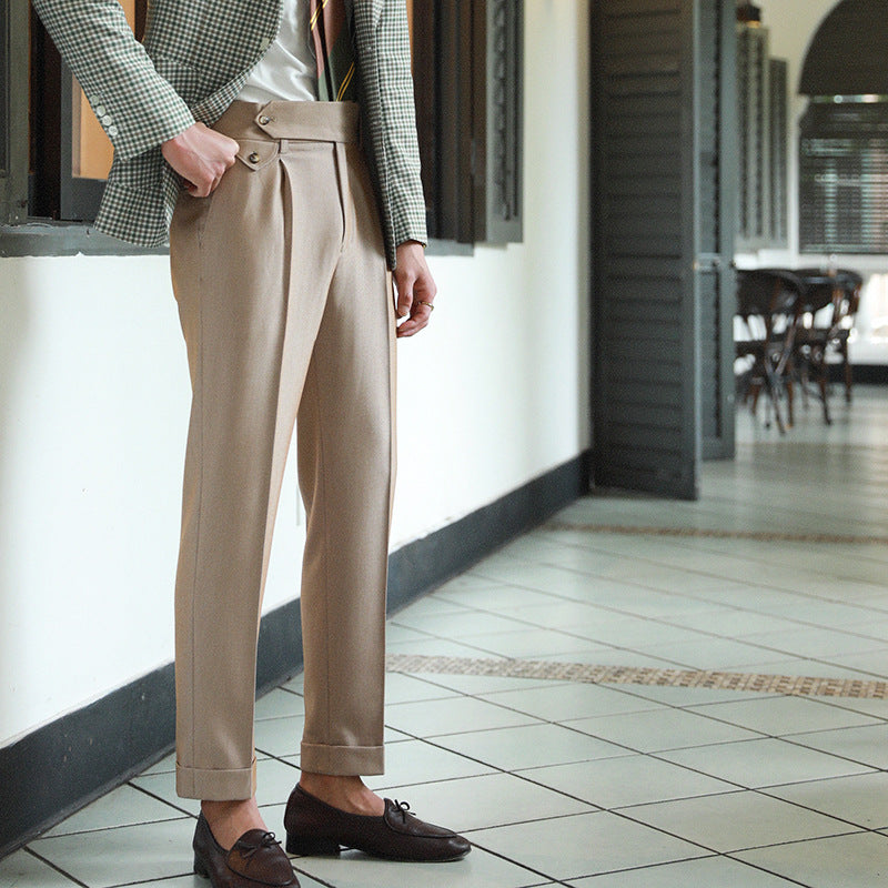 Neapolitan trousers casual straight drape casual pants men's business all-match non-iron anti-wrinkle Paris button suit pants