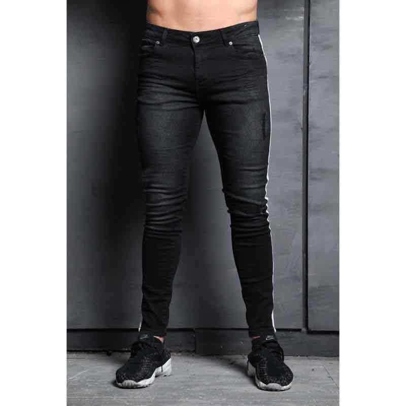 European and American fashion small-footed jeans men new trendy knee-holes explosive denim small-footed pants