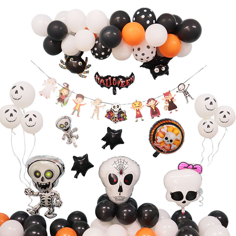 Cross-border Halloween balloon chain set bat spider skull holiday atmosphere decoration balloon decoration supplies