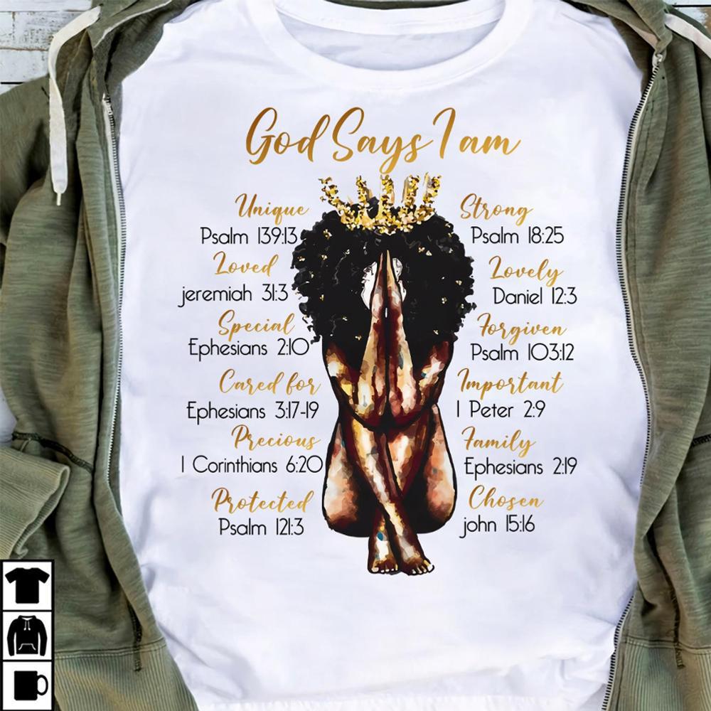 European and American Foreign Trade Feminism God Says You Are Black Girl Print Short Sleeve T-Shirt