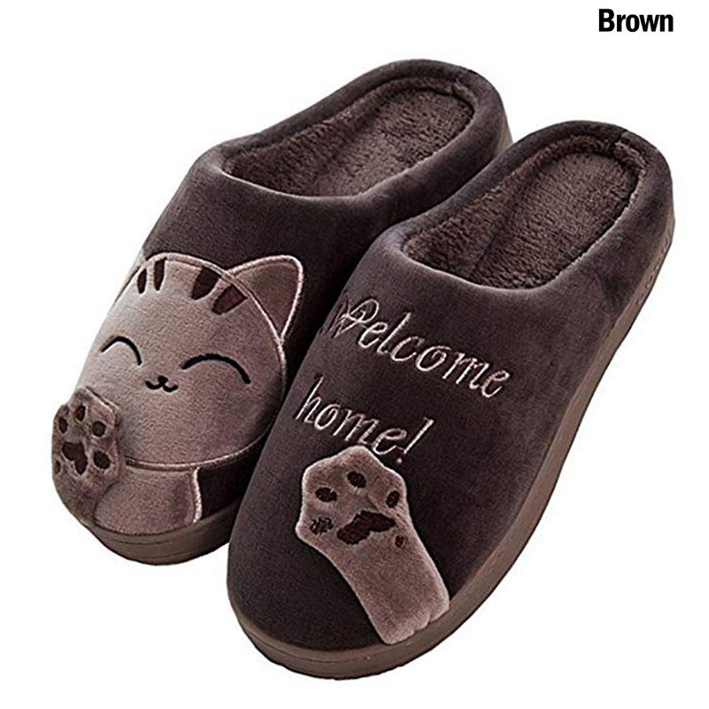 Lucky Cat Cotton Slippers Fashion Home Lovers Men and Women Parent-child Shoes Non-slip Soft Coral Fleece Cotton Shoes