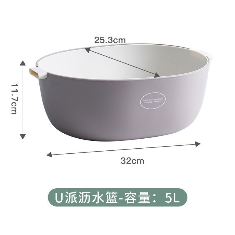 Draining basket washing basin double-layer plastic fruit basket household kitchen multi-functional storage vegetable basket fruit plate