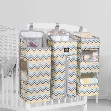 Sanmei Infant Crib Hanging Bag Baby Outing Diaper Storage Bag Bedside Hanging Basket Shelves Waterproof Diaper Bag