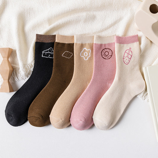 Socks women's winter plus velvet thick warm towel socks women's mid-tube confinement socks floor terry socks