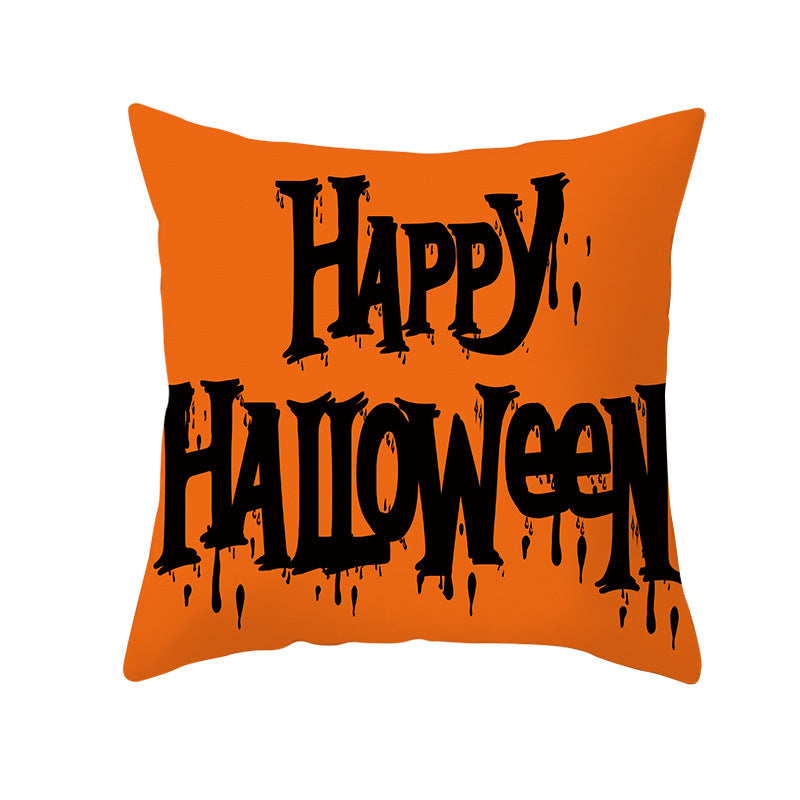 Halloween peach skin pillowcase without core cross-border sofa pillowcase square cushion cover