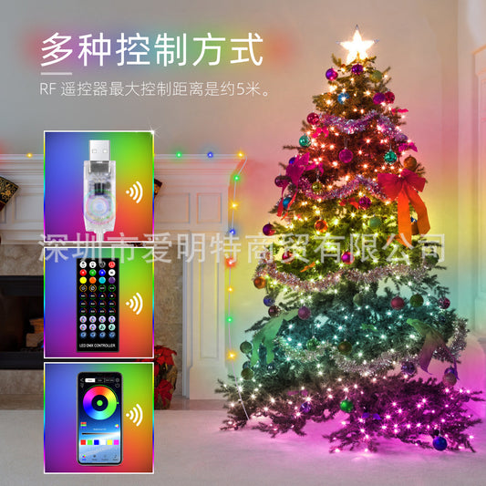 RGB Symphony Copper Wire LED Light String App Bluetooth Control Remote Control Holiday Light String Christmas Day Decoration USB Light String