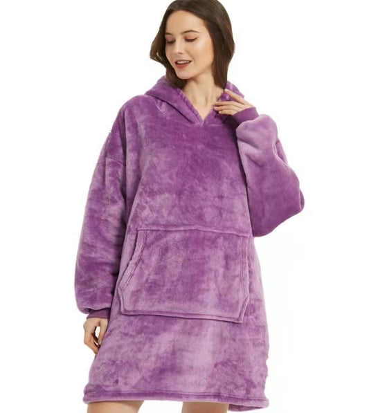 Pullover Pajamas TV Blanket Outdoor Cold Warm Nightgown Couple Dress Sweater Hooded Fleece Pajamas