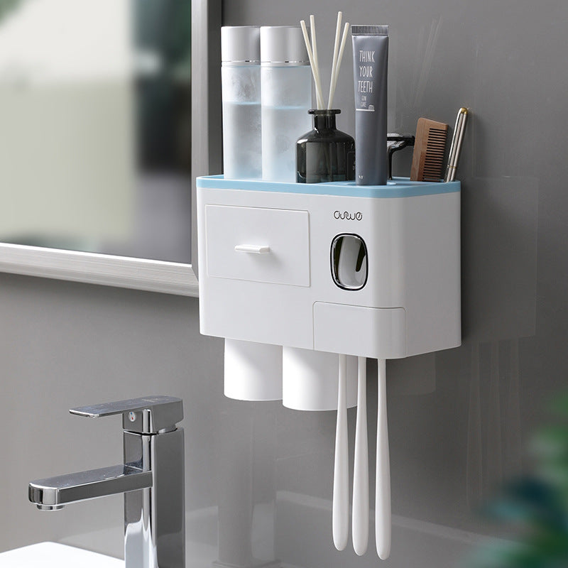 Toothbrush rack wall-type punch-free mouthwash cup brushing cup wall-mounted bathroom wall-mounted dental cylinder dental set