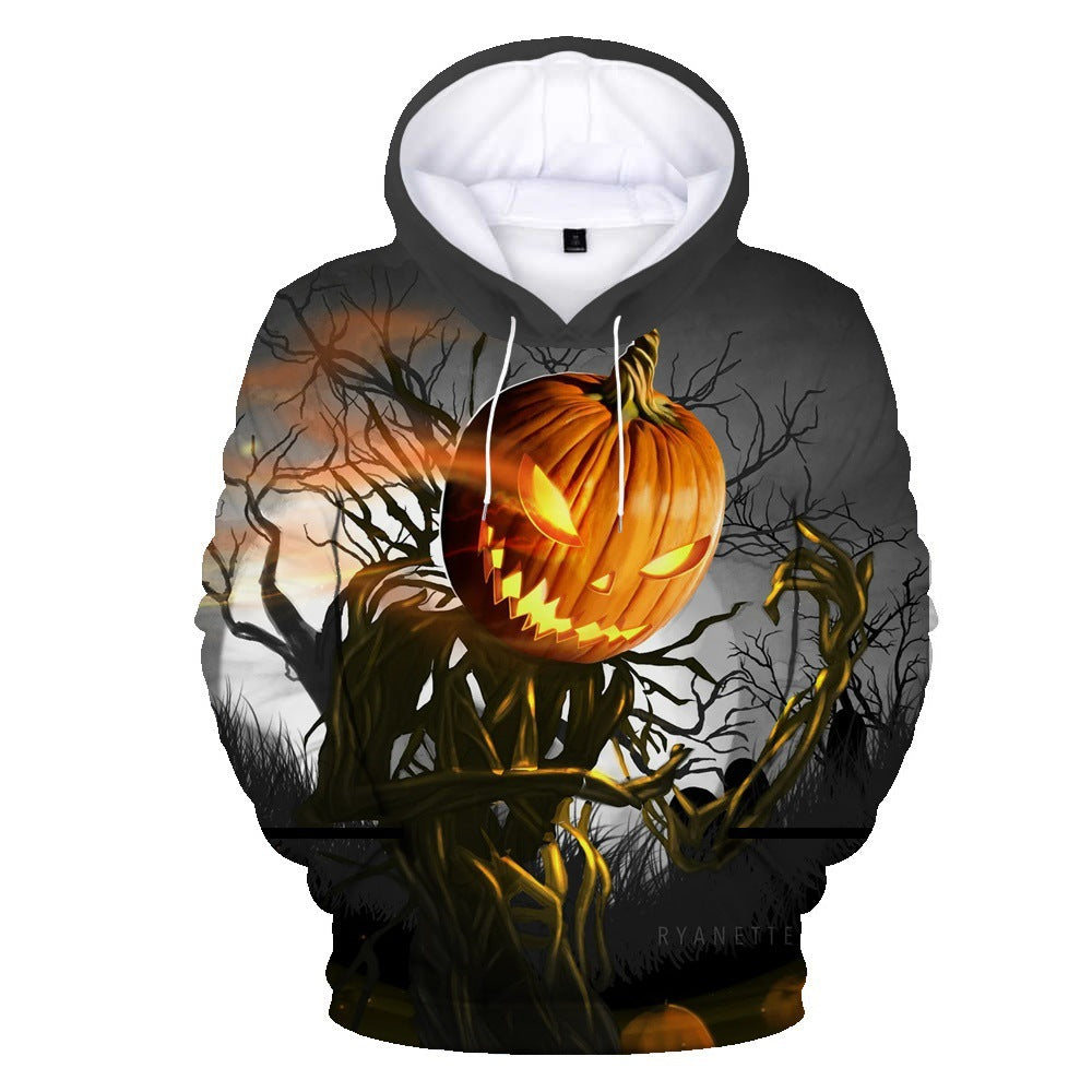 Halloween Explosion Pumpkin 3D Digital Print Clown Christmas Nightmare Series Hooded Sweater