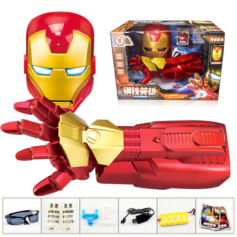 Iron hero mechanical arm can launch toy wearable mask electric burst charging boy toy