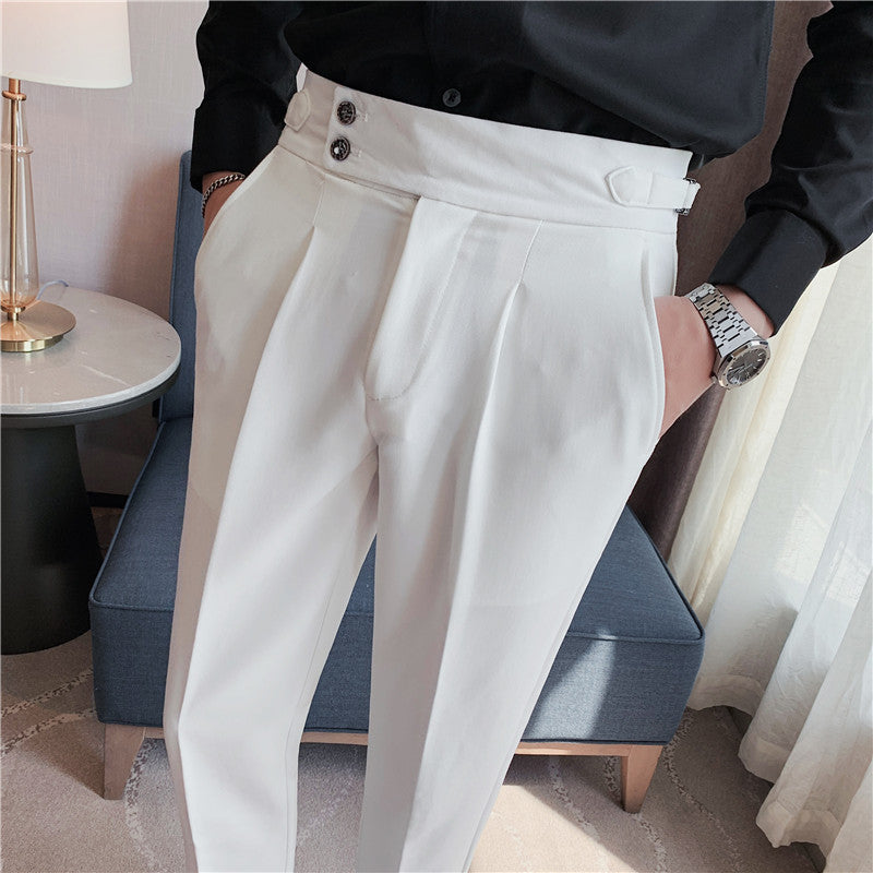 Korean version men's drape high-waist straight-leg pants