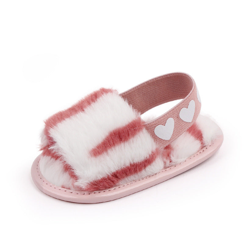 0-1 years old elastic baby sandals fashion tie dye baby shoes fur sandals